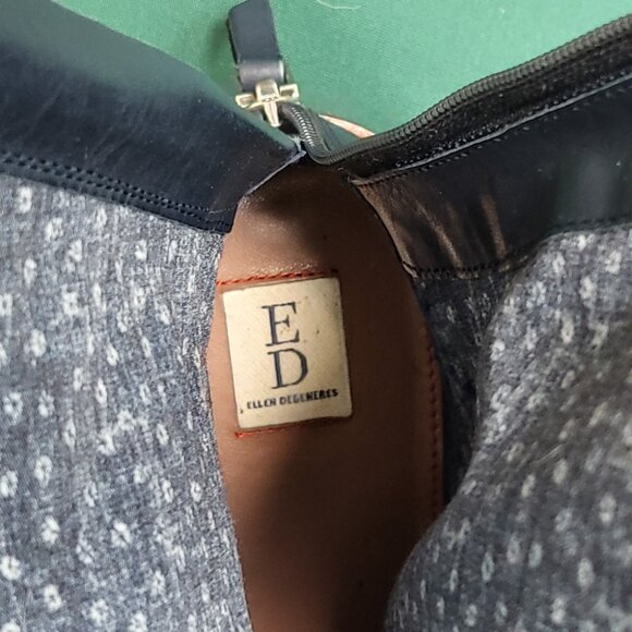 Ellen Degeneres leather wide calf navy blue tall knee high boots size 11 M EUC - Picture 6 of 8